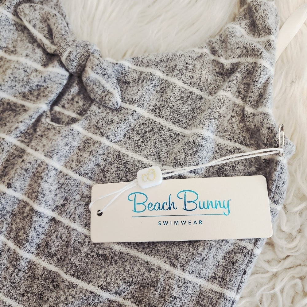 BEACH BUNNY PEYTON BODYSUIT STRIPES FRONT BOW DETAIL NWT SZ LARGE - Picture 3 of 15